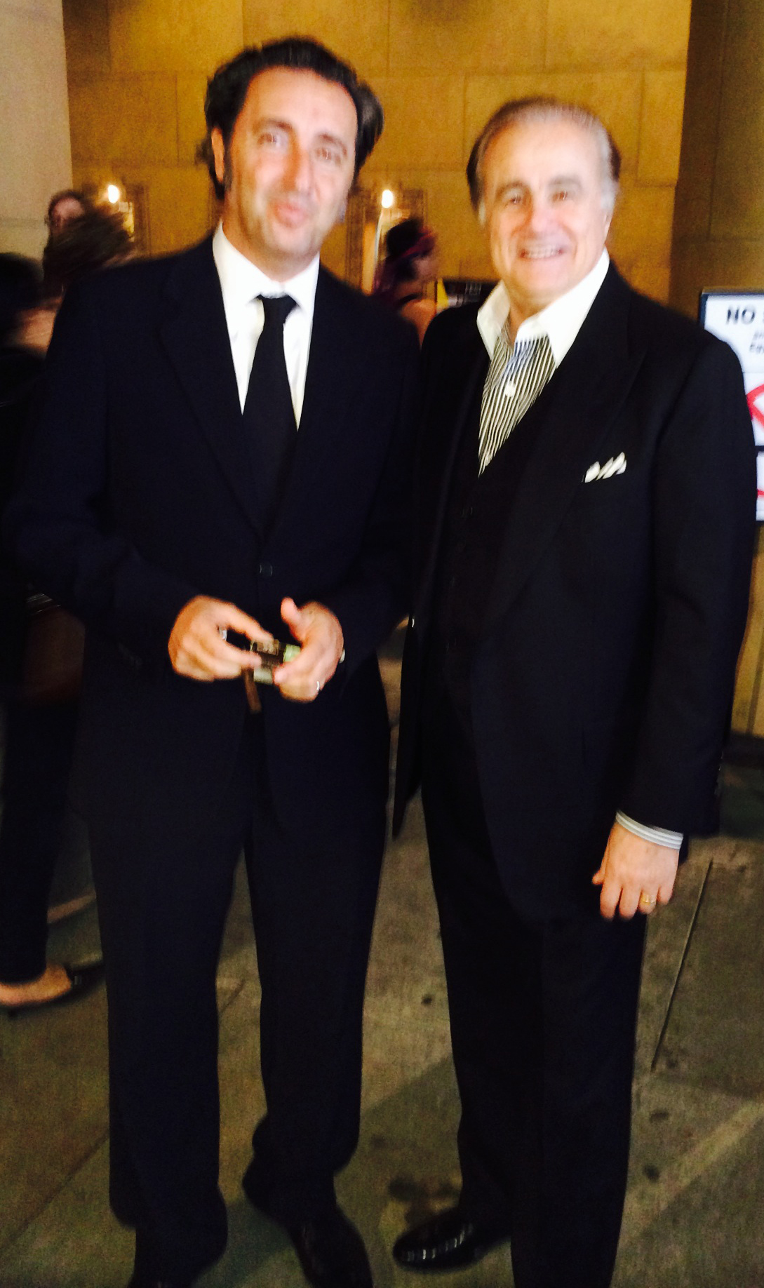 Italian director Paolo Sorrentino with producer Larry Thompson at the Cinema Italian Style 2013 Opening Ceremony at The Egyptian Theatre. Paolo's film, The Great Beauty (La Grande Bellezza) is Italy's official entry for this year's Academy Award.