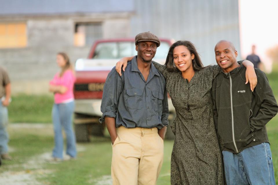 Trini Kirtsey, Alana Bullard and Sigmund Brewer on set of The Old Winter