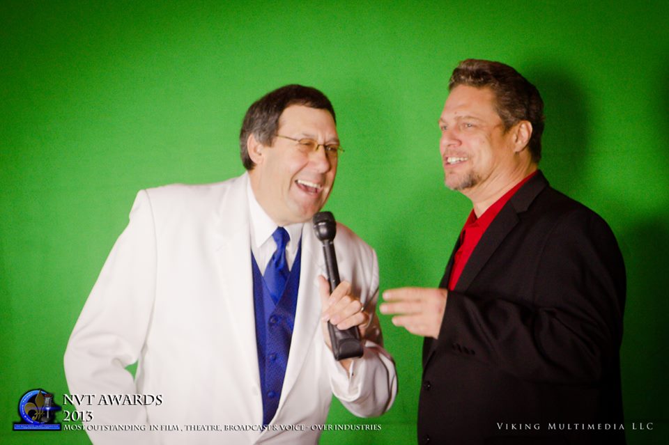 As host of the 2013 NVT Awards, Stephen James (left) interviews Johnny Rock.