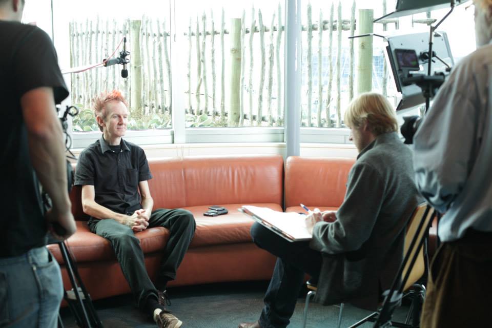 Paul Wolffram interviewing during the production of Voices of the Land 2014. Shooting at Te Papa Tongarewa in Wellington, New Zealand.