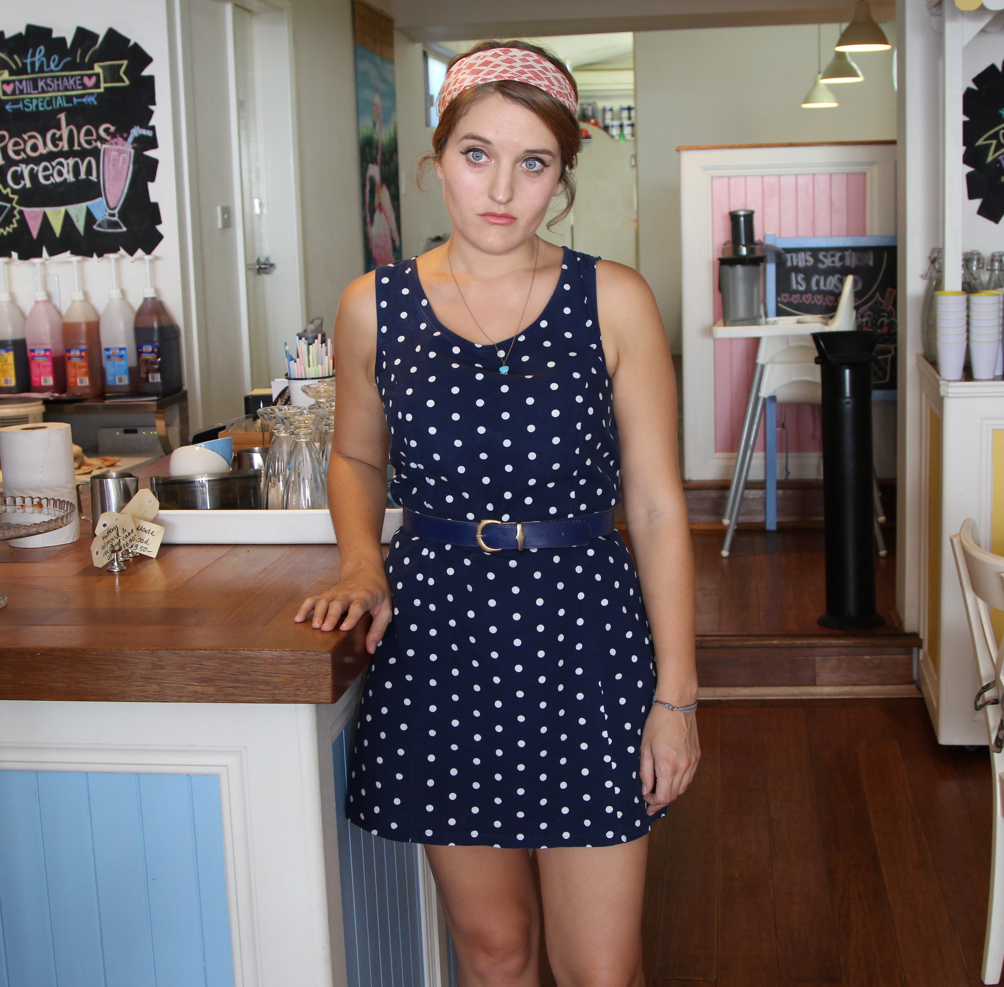 Sixties style character shot. Photographed at Daisy's Milk Bar, Sydney, Australia.