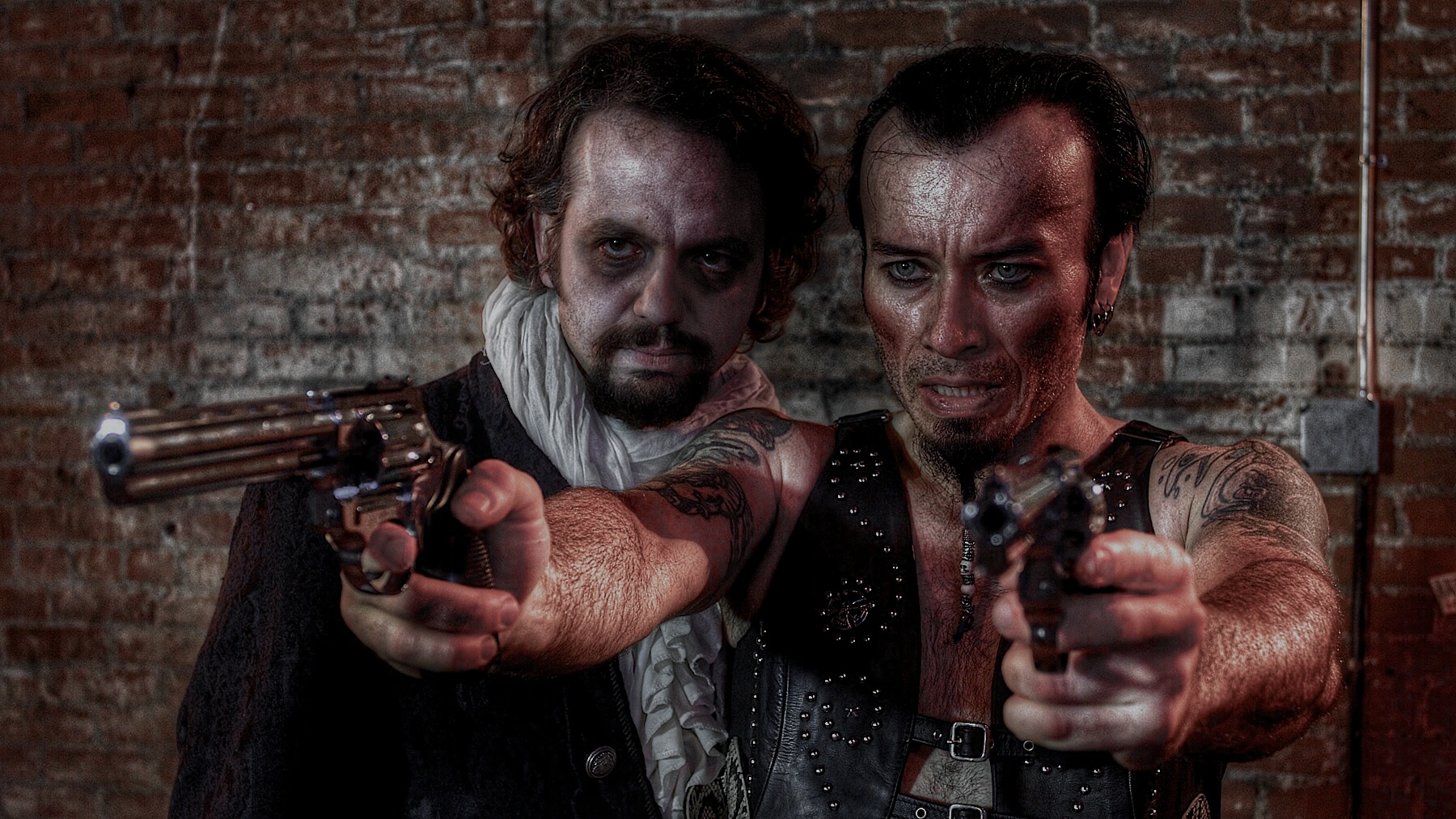 Todd Jenkins as the POET with Billy Blair as the THIEF on the set of BLOOD SOMBRERO.