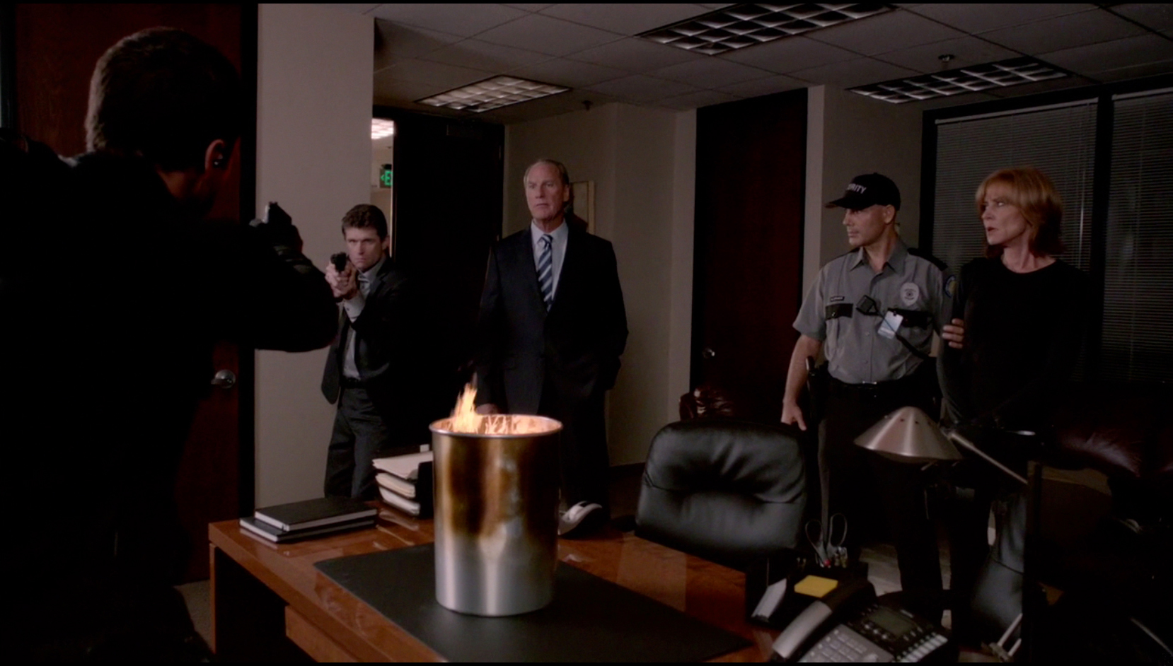 David James Sikkink with Alex O'Loughlin, Craig T. Nelson, Christine Lahti, and Curtis Bush in Hawaii Five-0