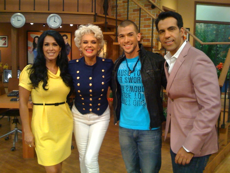 On the set of Escándalo TV. CO hosting with Marissa Del Portillo, Charityn Goyco & Felipe Viel.