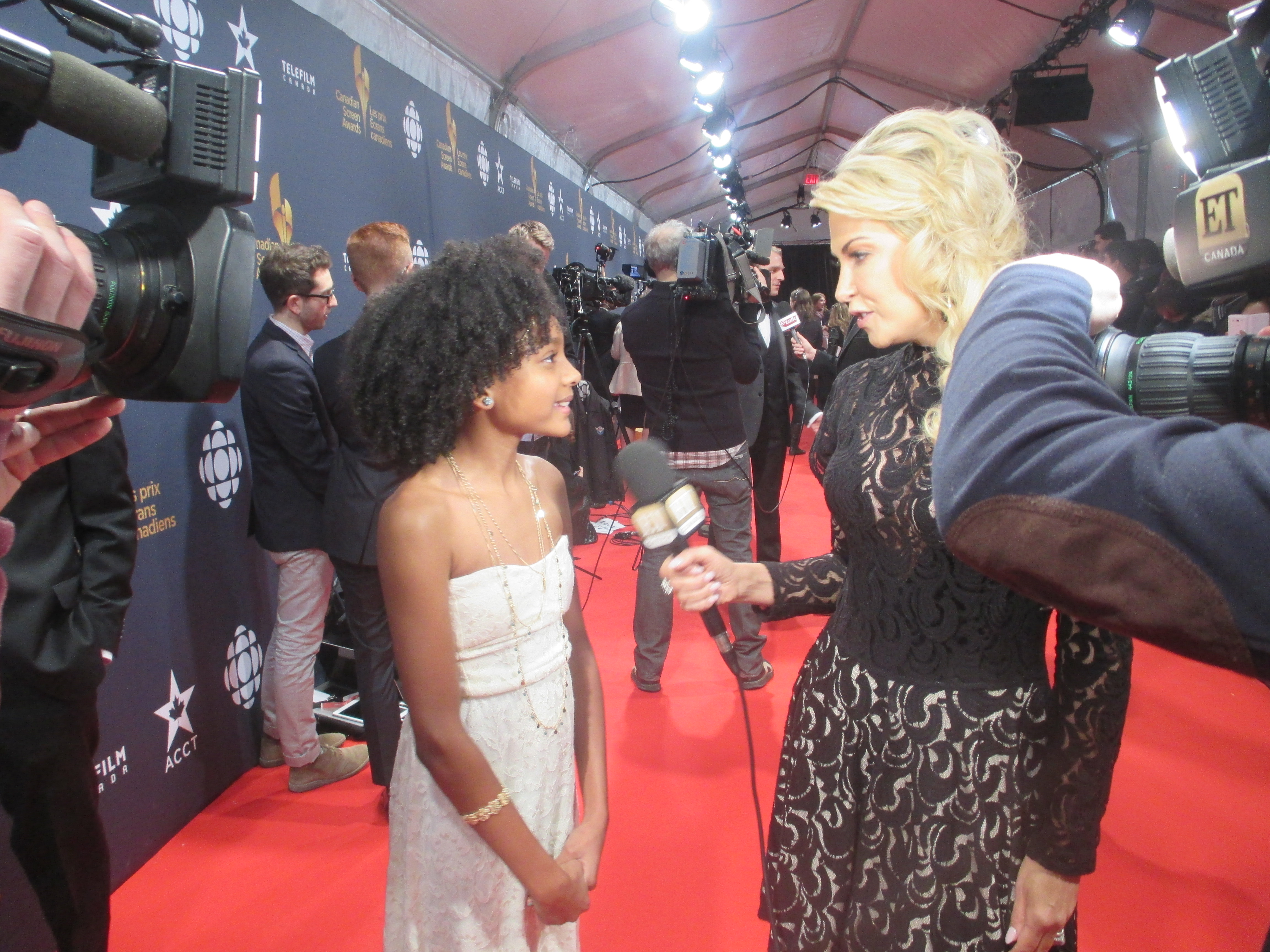 Shailyn Pierre-Dixon talking with Entertainment Tonight on the Canadian Screen Awards Red Carpet