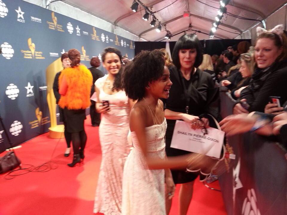 Shailyn Pierre-Dixon shaking hands with fans at the Canadian Screen Awards Red Carpet