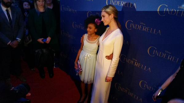 Shailyn Pierre-Dixon and Lily James at the Toronto Red Carpet Premiere of 'Cinderella'