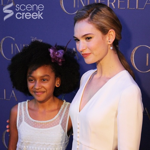 Shailyn with Lily James (Cinderella) at the Toronto Premiere of Disney's 'Cinderella'