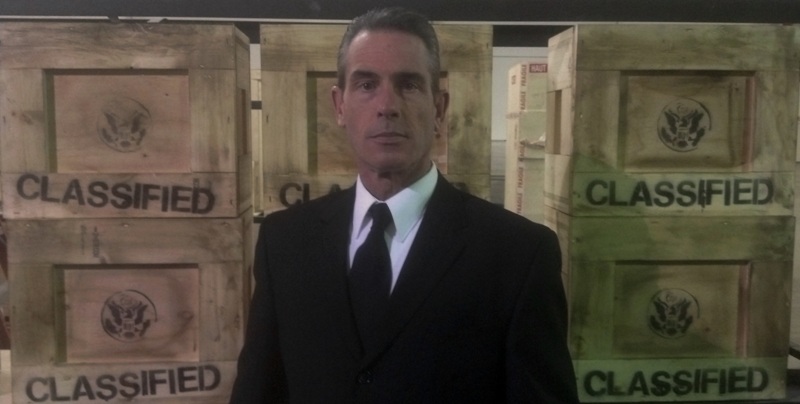 On the set of America's Book Of Secrets, Season 2 Promo Commercial as the mysterious Federal Agent Man.