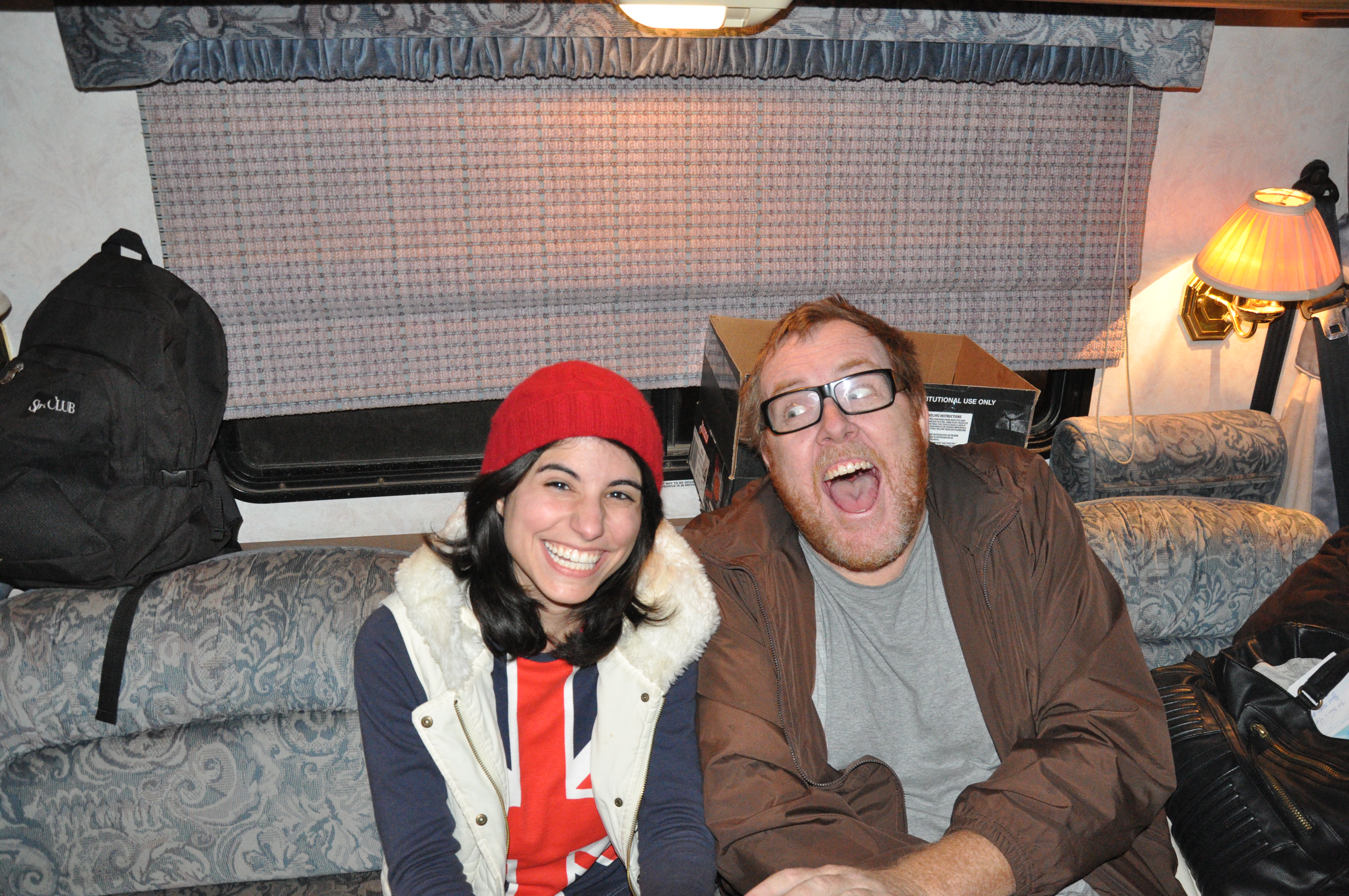 Romina and Steve Agee on the set of The Insomniac.