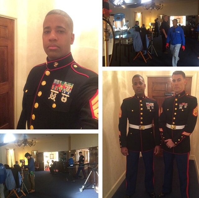 Behind the scenes pictures from a film for the marines