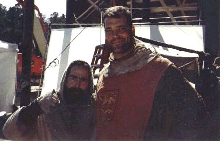 Cameron Beach with Jeff Chase on the set of The Black Knight (2001)