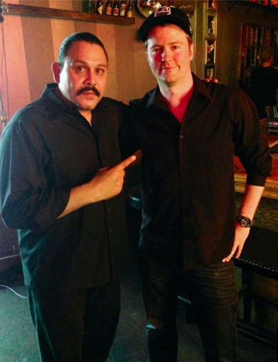 Actor Emilio Rivera and producer David J Phillips on the set of 