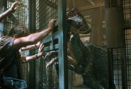 Billy Brennan holds a raptor at bay.