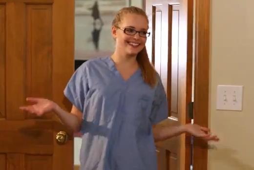 Still from a television commercial for a nursing school