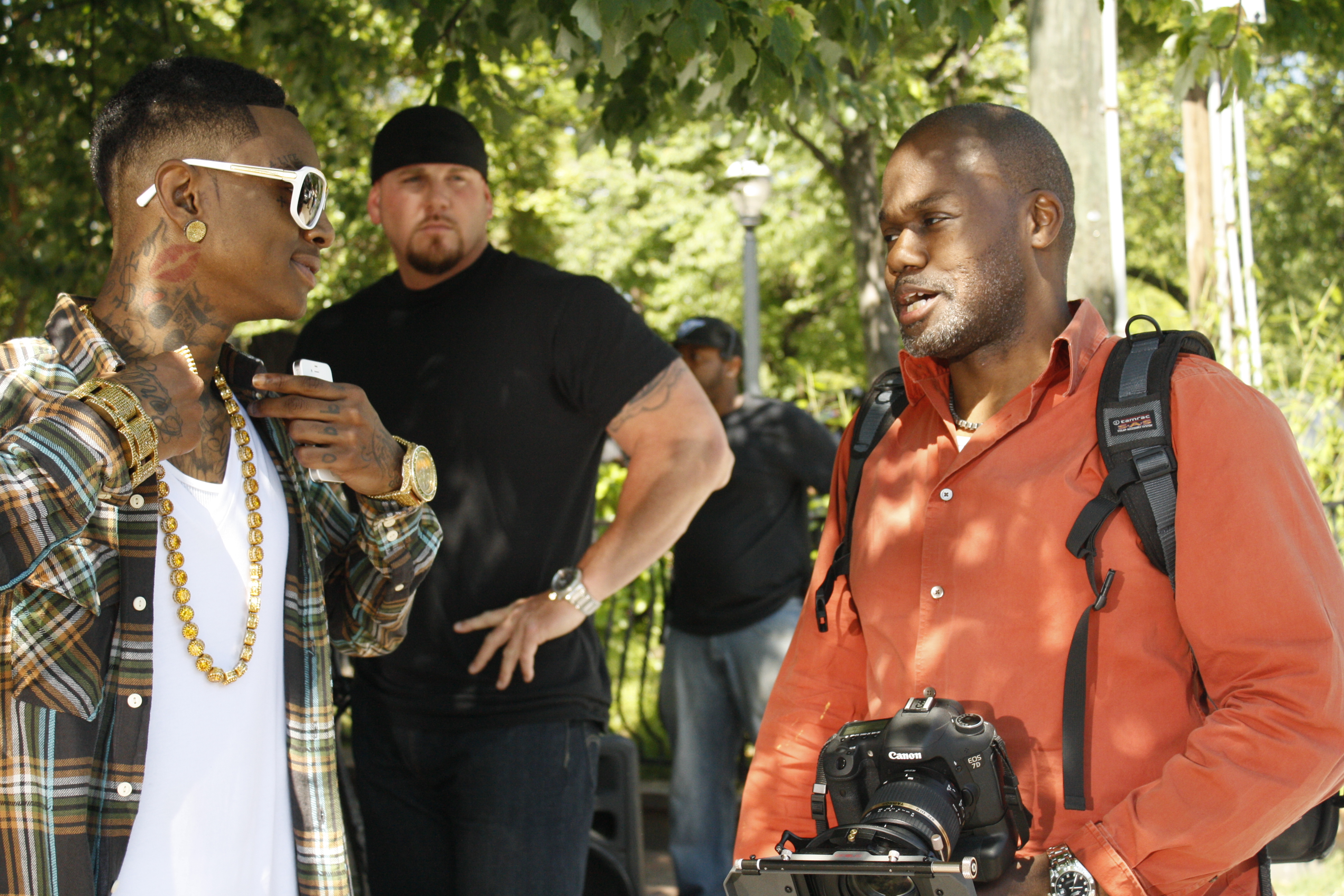 On set with Souljah Boy for his new music video 