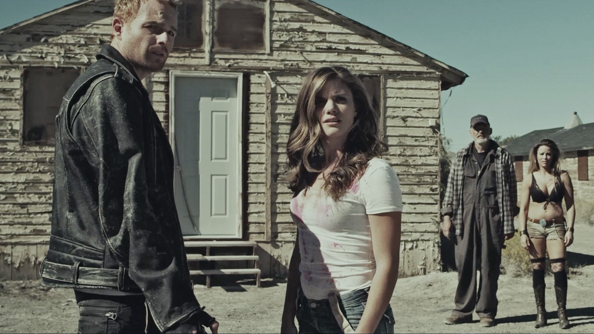 Still of Martin Copping, Jade Regier, Clare Niederpruem and Terry Guthrie in Zombie Hunter (2013)