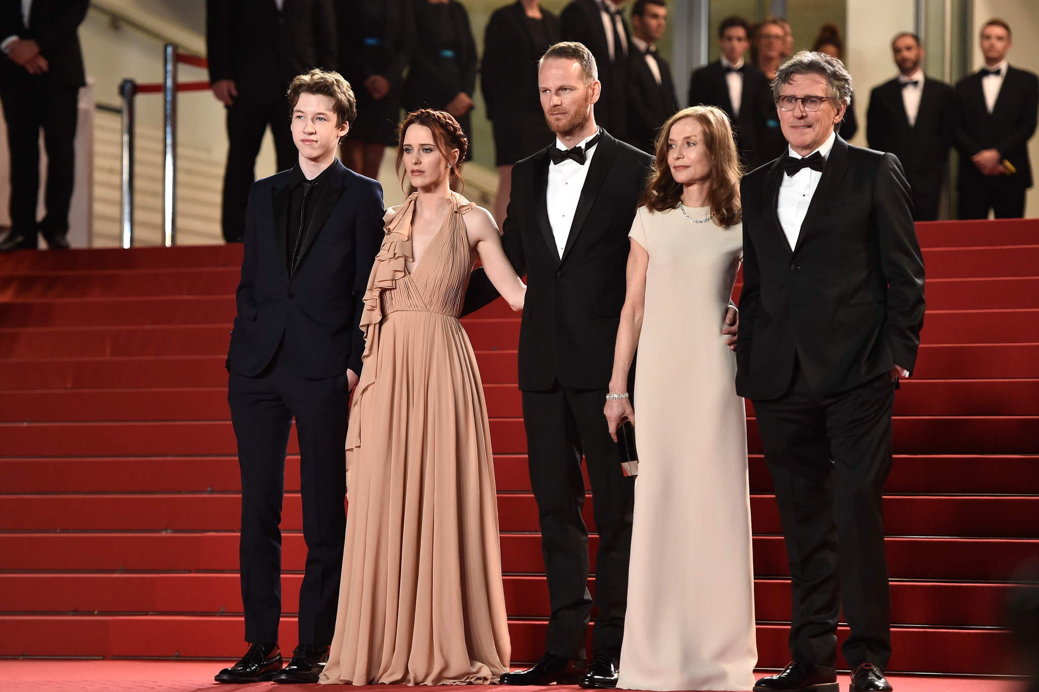 Gabriel Byrne, Isabelle Huppert, Joachim Trier, Rachel Brosnahan and Devin Druid at event of Louder Than Bombs (2015)