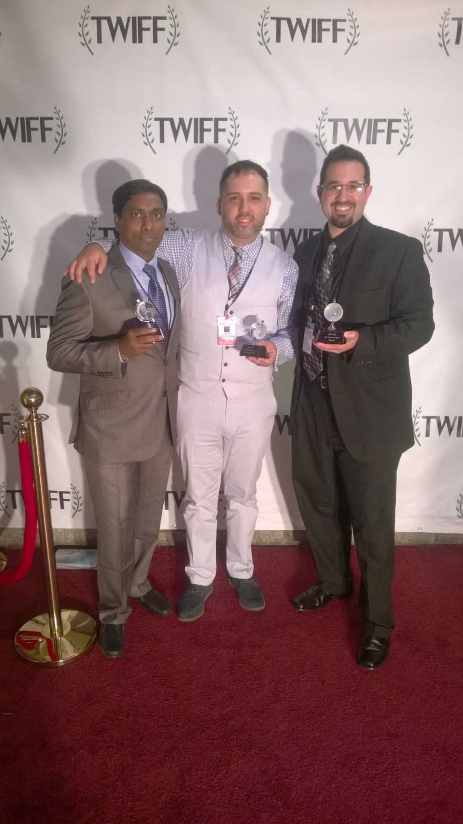 Award winners on the Red Carpet at TWIFF with Chandu Yarrum, Alex Tello and Brandon M Freer