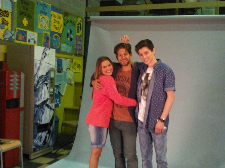 Tyler during a cast photo shoot with Ben Serio (Uncle Paz) and India Coombs (Lou) for The Avatars.