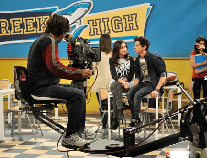 Tyler shooting a scene for The Avatars with his cast mate, Gabi Carrubba.