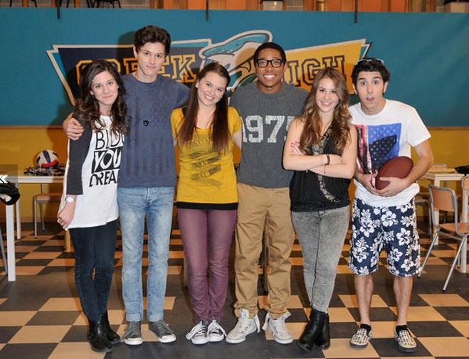 Tyler on set with the cast of The Avatars. Left to right: Gabi Carrubba, India Coombs, Malcolm Xavier, Lucia Gil, Kirk Bonacci