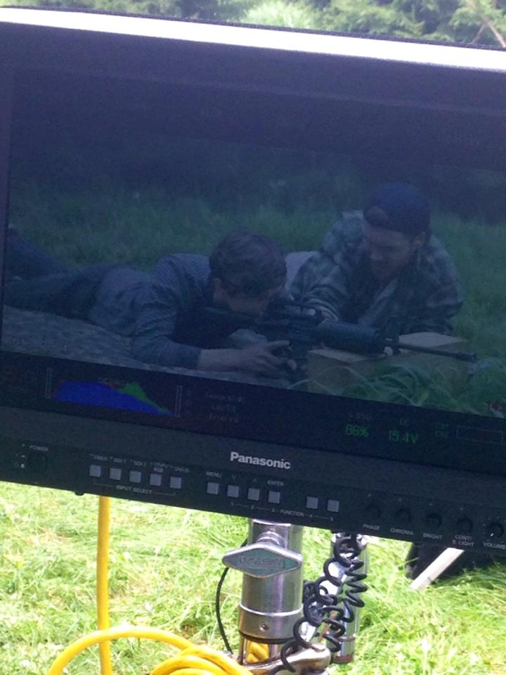 Tyler and his co-star, Dominic Devore, on the set of his new film 
