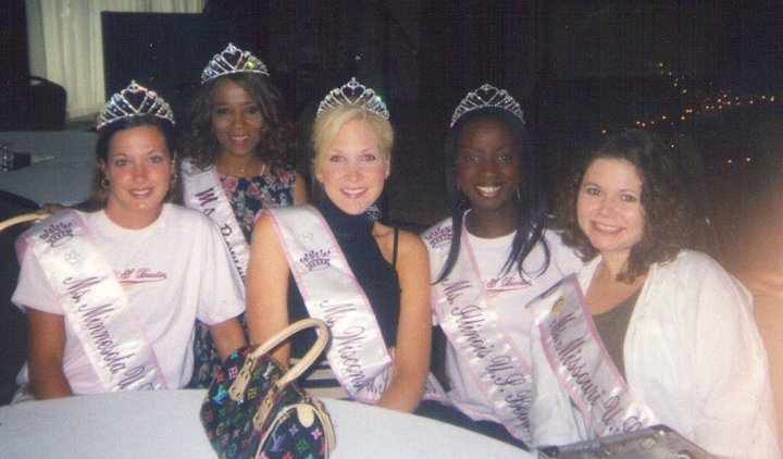 Ms. Pennsylvania 2004 Maria Frisby, Ms. Minnesota 2004, Ms. Wisconsin 2004 Tiffany, Ms. Illinois 2004 Wilma Terry, and Ms. Missouri 2004 Amber at the 2004 United States AWB National Pageant in Bloomingdale, Illinois.