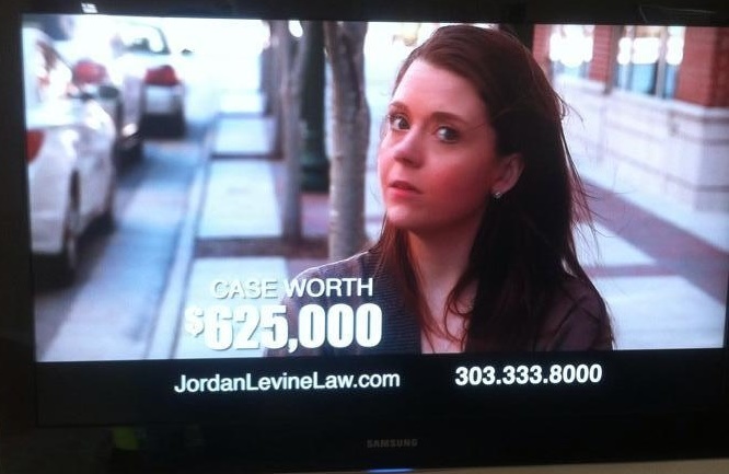 Still shot of Jordan Levine Law Commercial. Kristen M. Mentasti: Lead