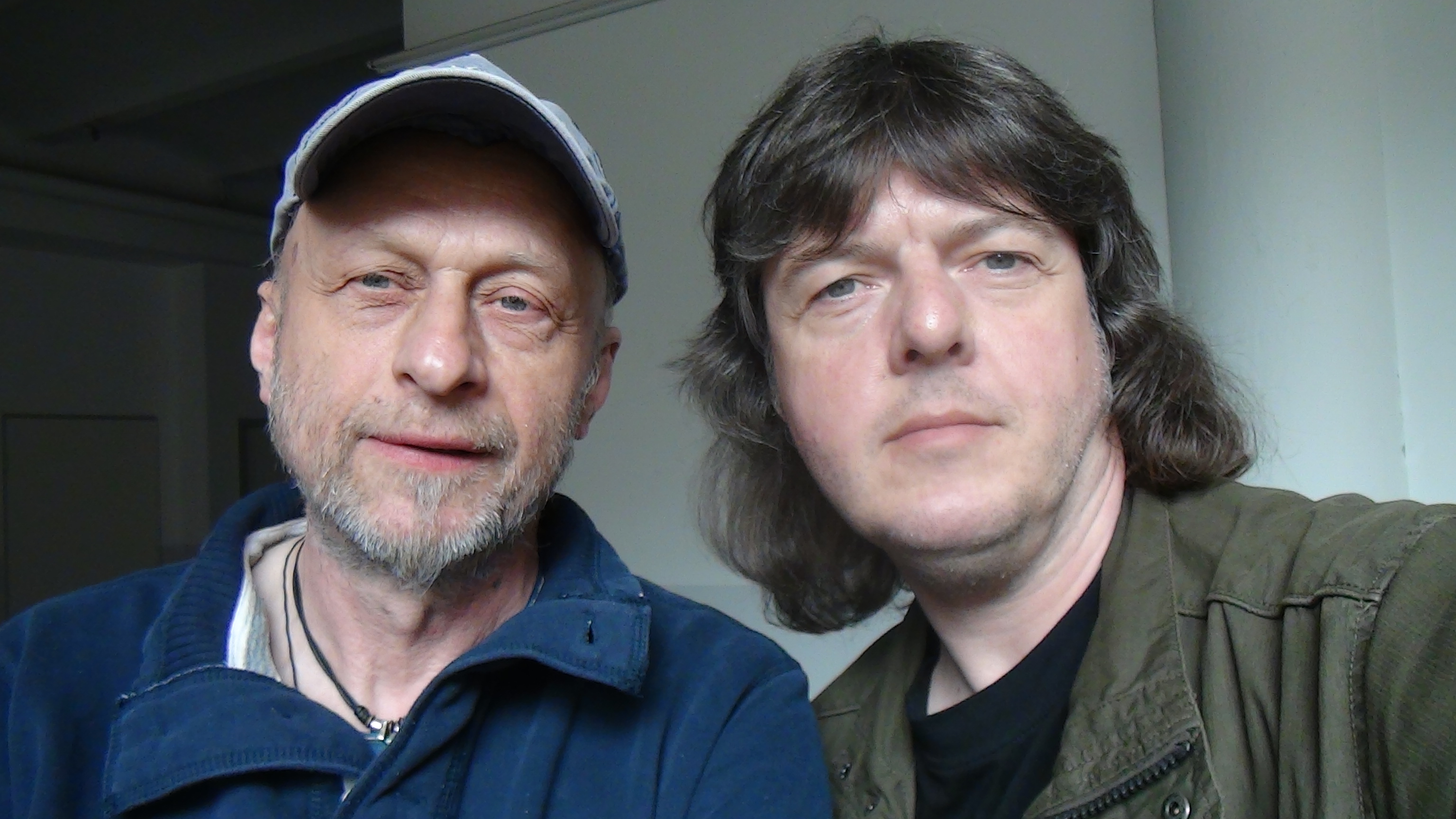 Bernd Kistenmacher with drummer Burghard Rausch during a recording session in Berlin 2013