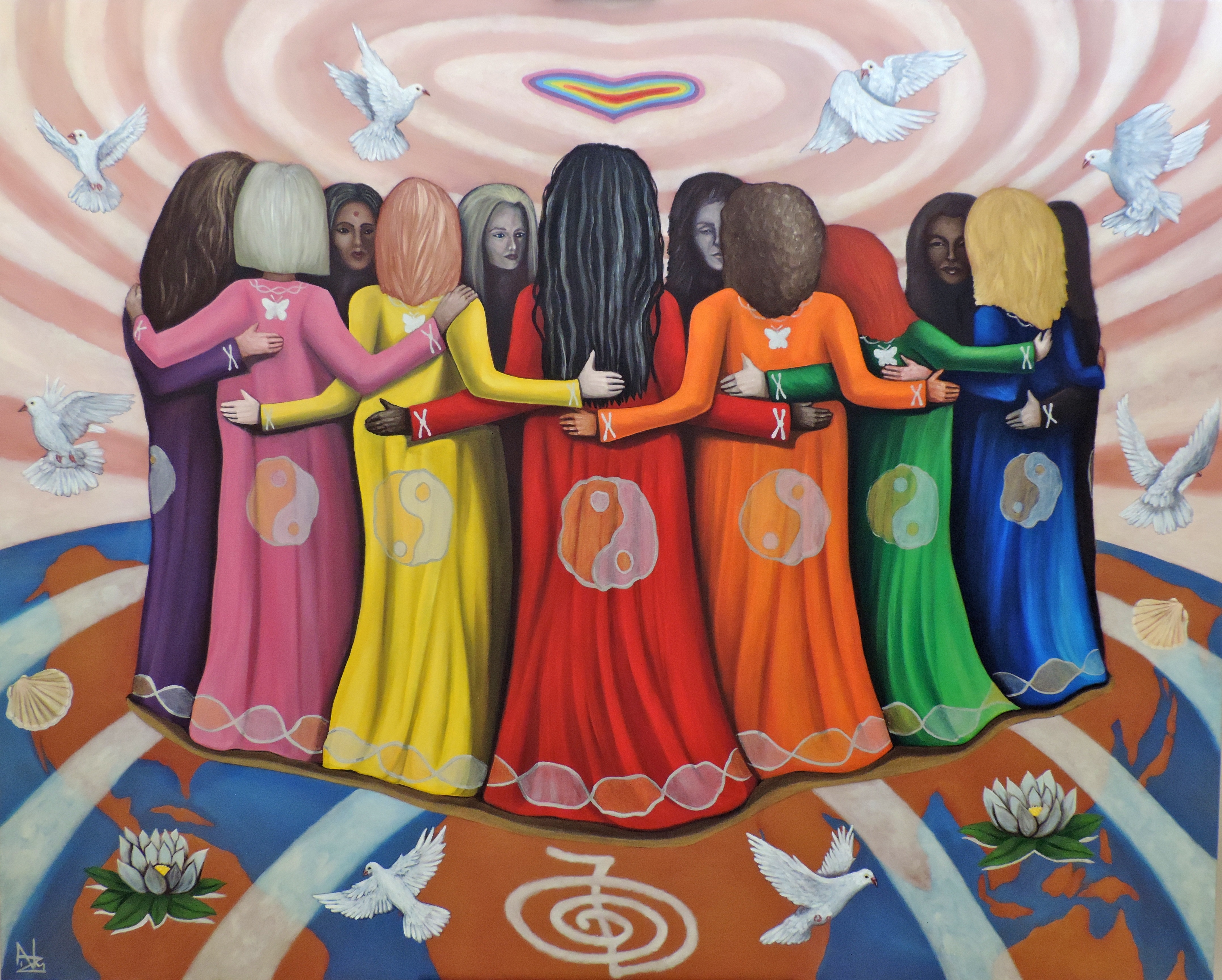 'FEMME - WOMEN HEALING THE WORLD' oil on canvas, 48