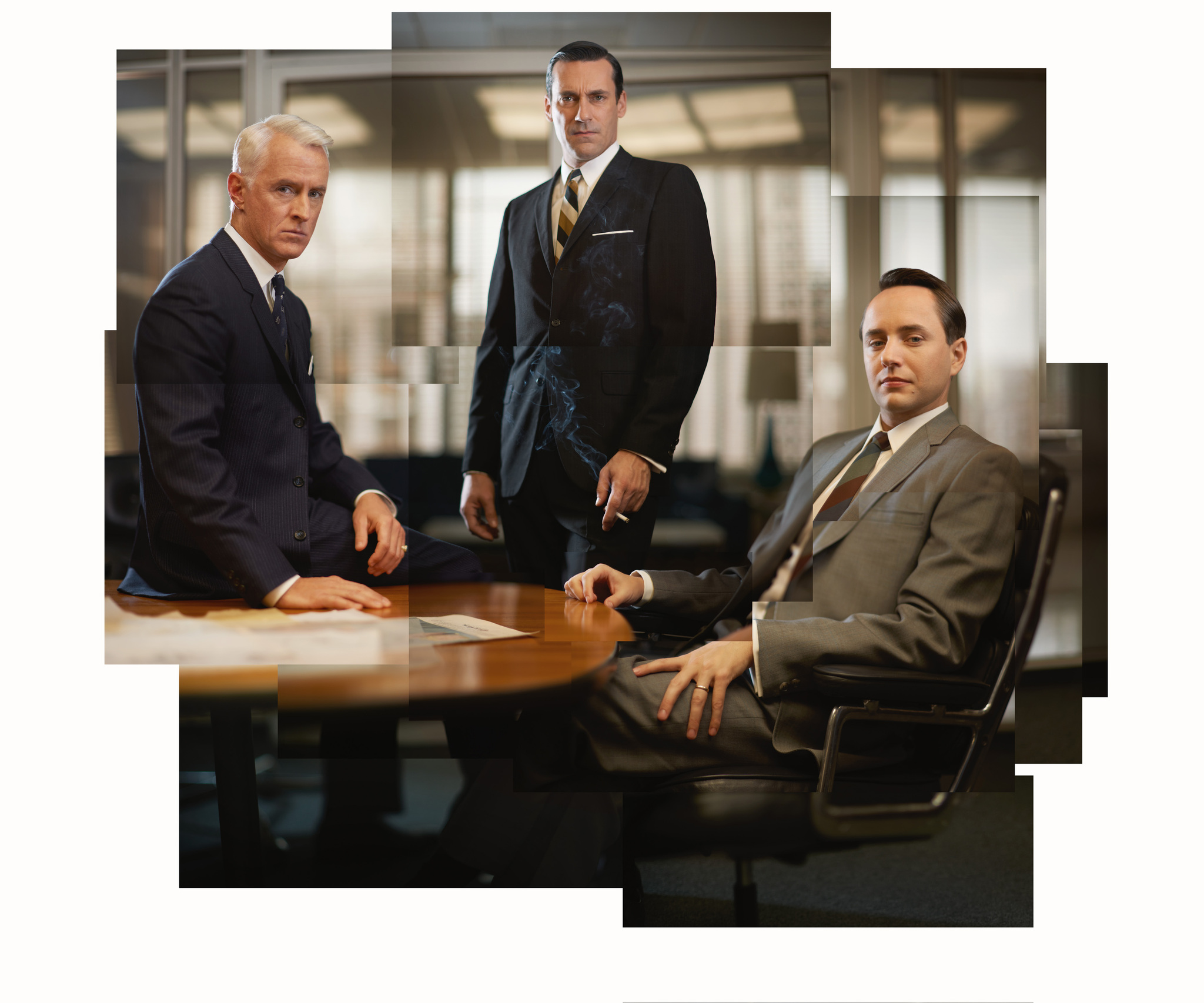 Still of Jon Hamm, Vincent Kartheiser and John Slattery in MAD MEN. Reklamos vilkai (2007)