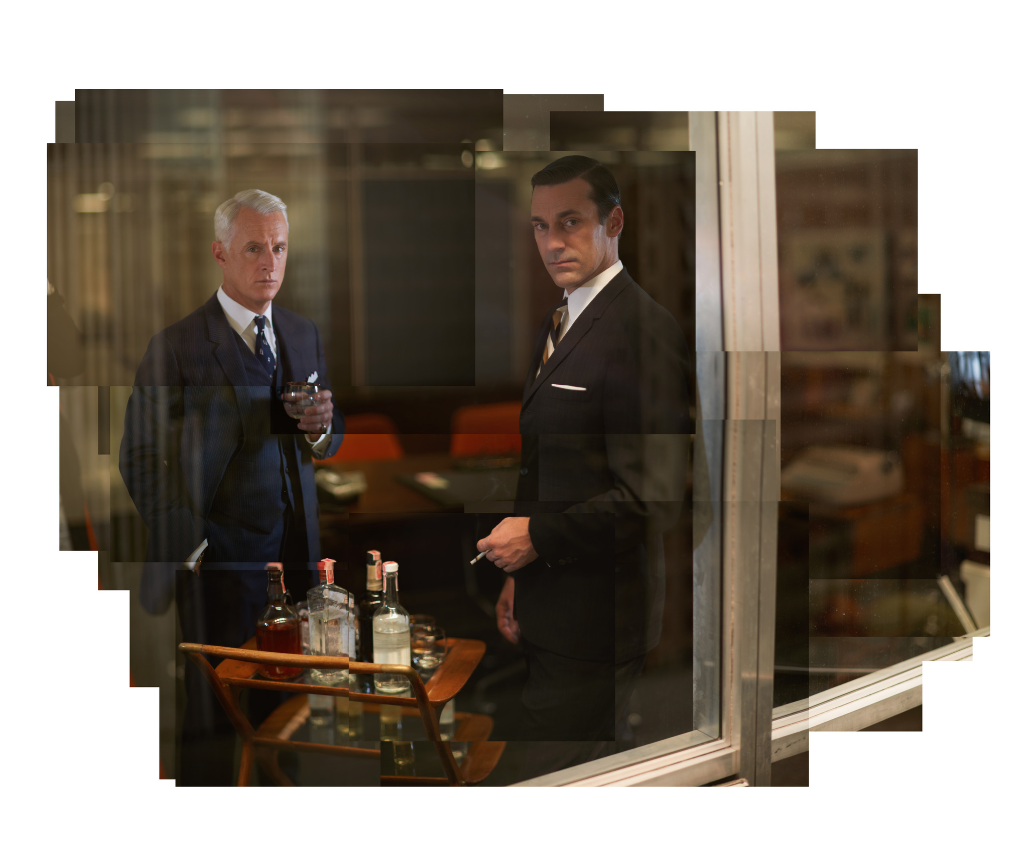 Still of Jon Hamm and John Slattery in MAD MEN. Reklamos vilkai (2007)