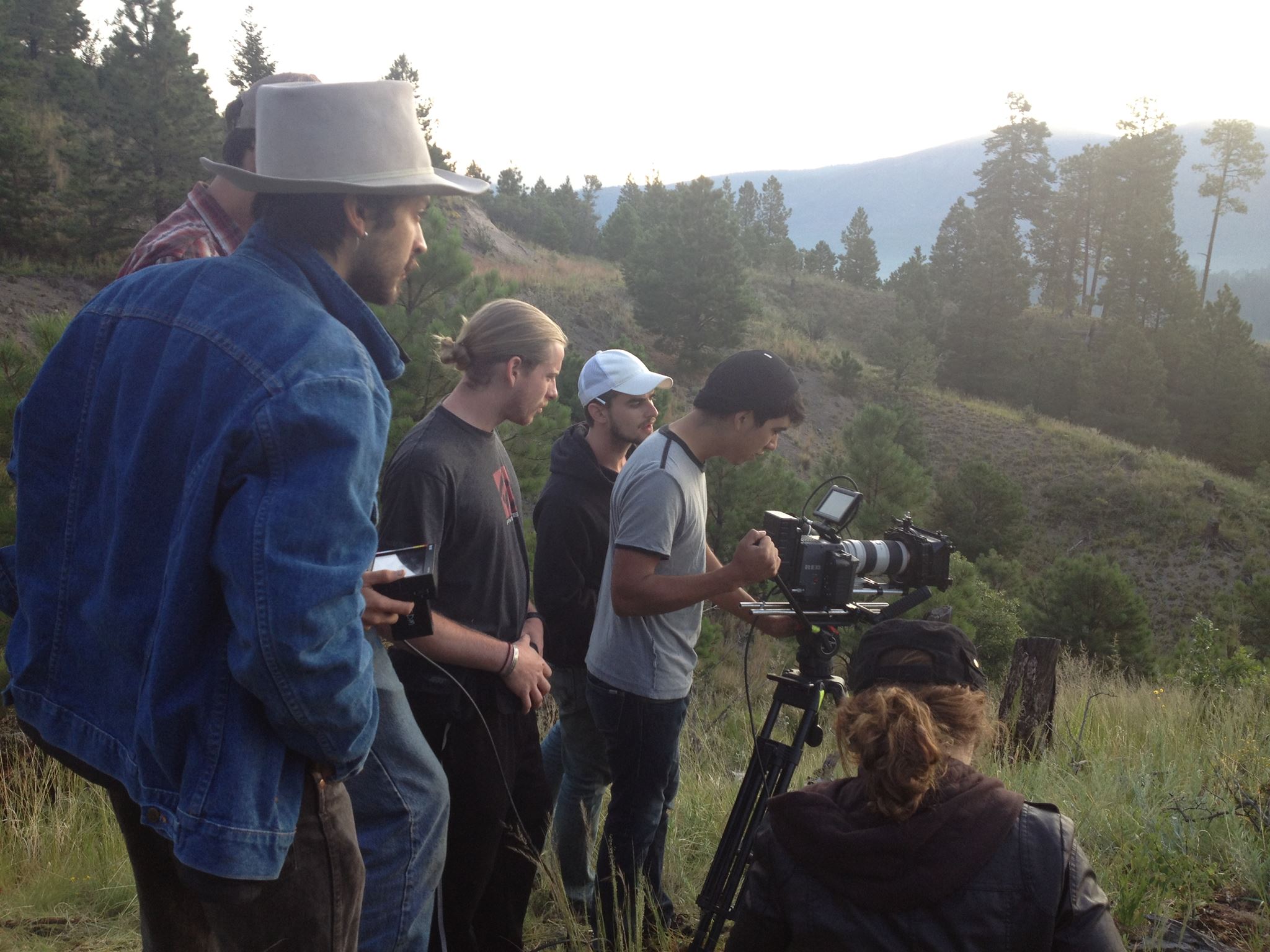 Danger on the set of Somewhere the Water in the Fall of 2013 with DP Dan Maestes, Director Jordan Hoffman, writer Antonio Marquez and AC Terence Shelly.