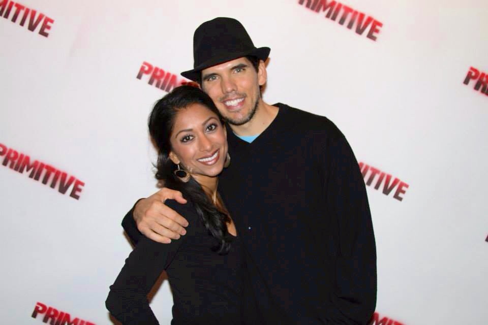Red carpet release party for Primitive. Lovlee Carroll with the film's lead actor Matt O'Neill.