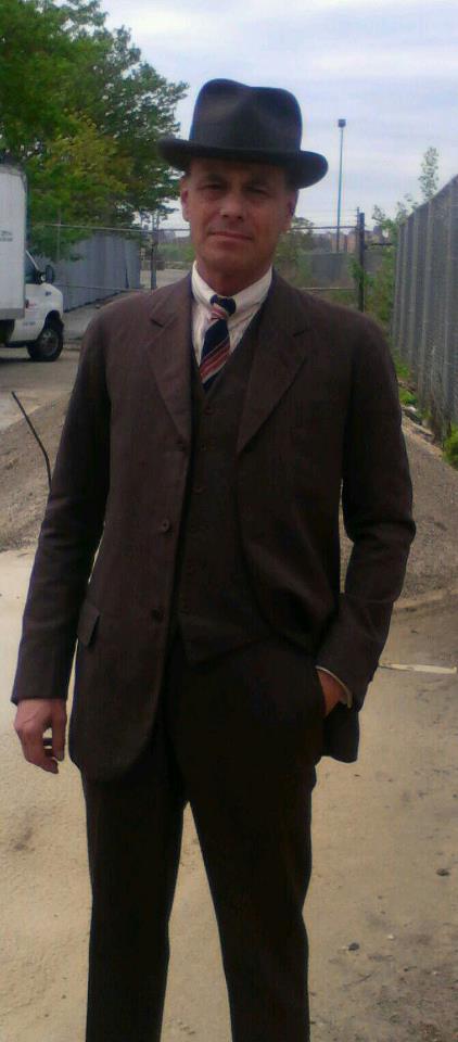 Between takes on the set of Boardwalk Empire