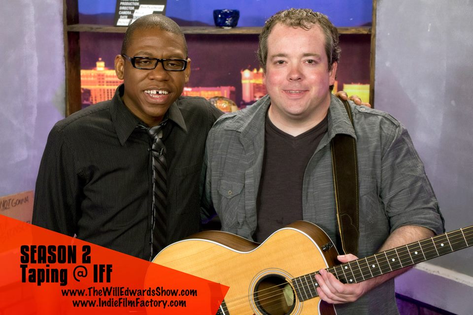 Will Edwards with musical guest Brad Bailey on the set of The Will Edwards Show