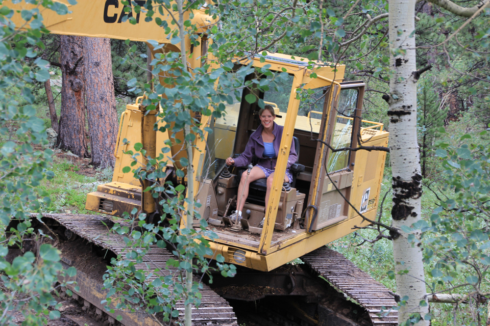 Joanna excavator with a big CAT 215.