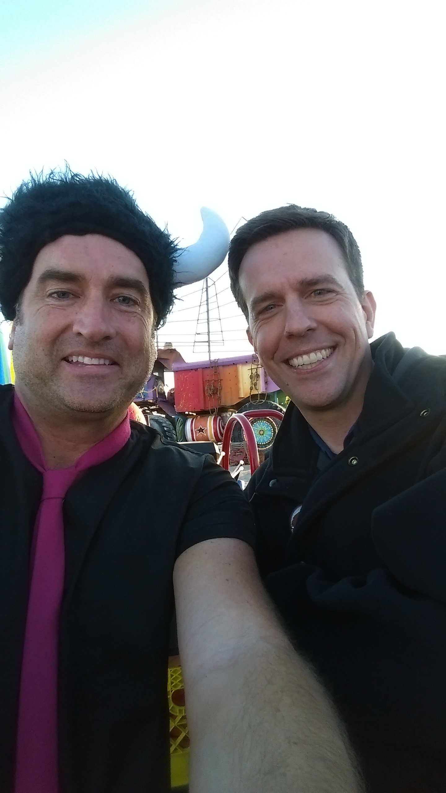 Kevin J. O'Connor with Ed Helms on set while filming the upcoming 