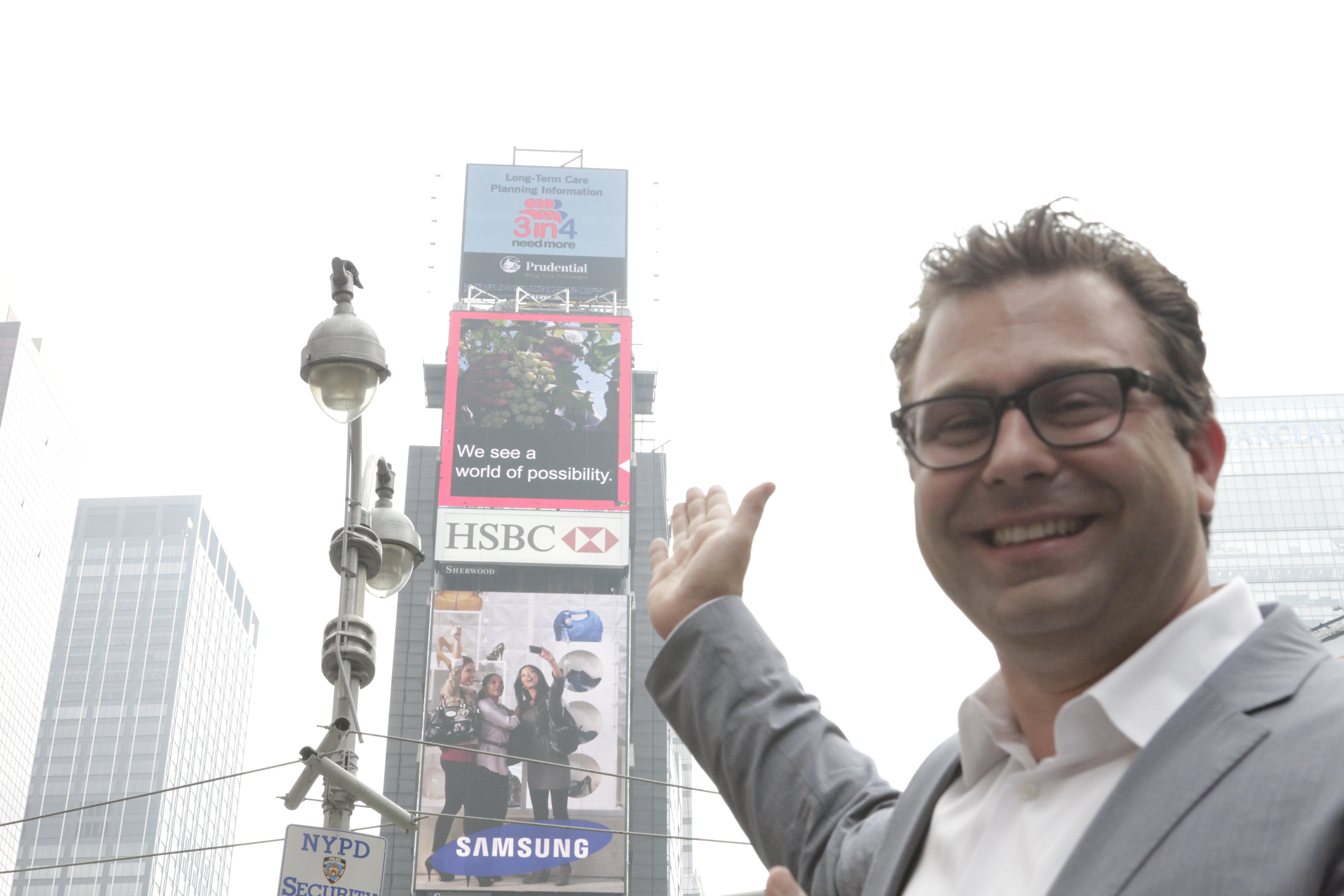 NYC / Times Square. Showcasing 3in4 billboard placement for national bus tour.