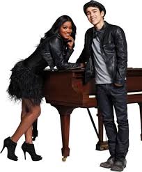 Max and Keke Palmer on the set of movie Rags