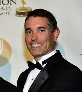 Tim Jacobson at the Chicago/Midwest NATAS Emmys Ceremony after receiving an Emmy Award as Executive Producer of 