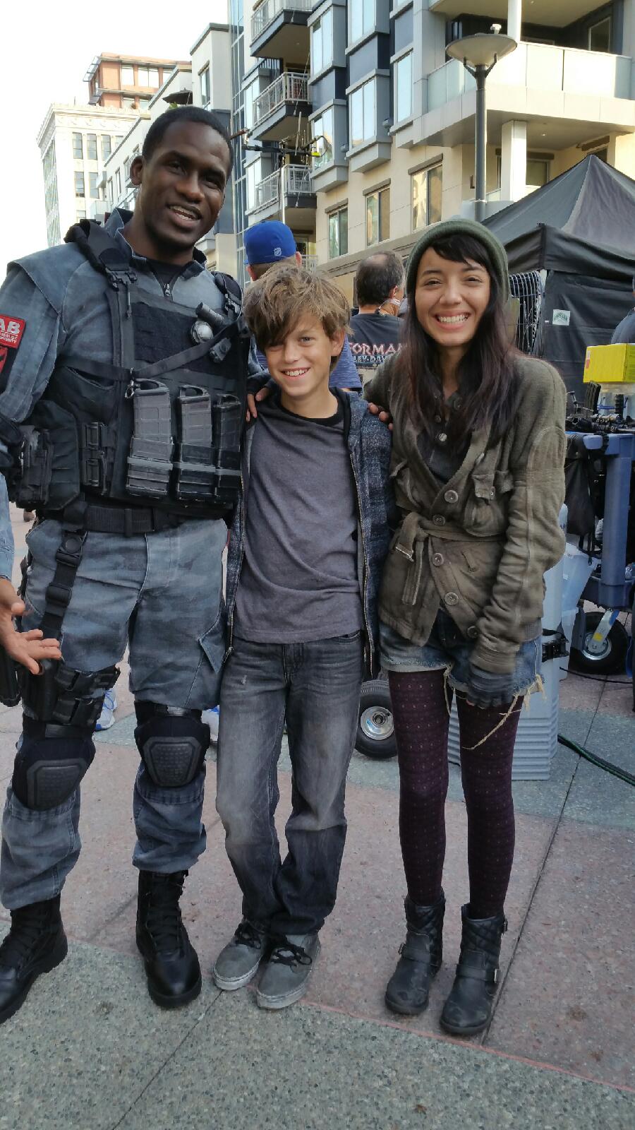 Jacob Buster on the set of Colony