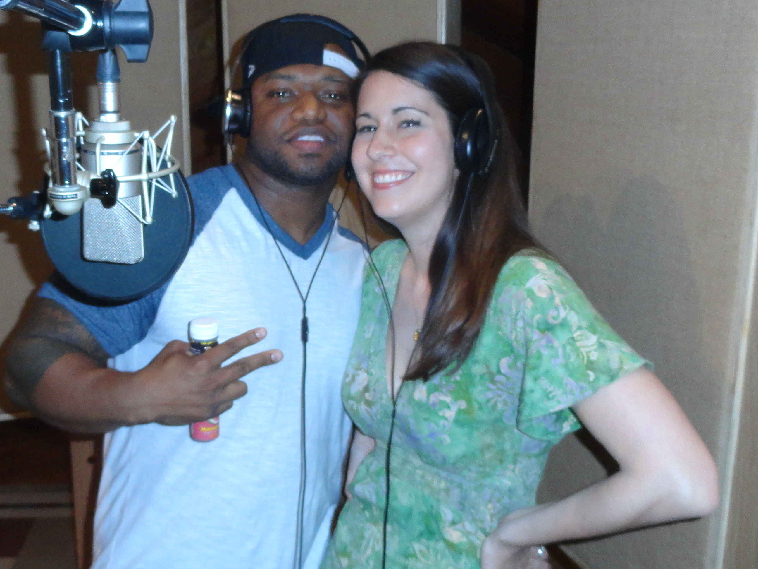 American MC Glen S. Wade II with Singer Safia Hudson in the studio