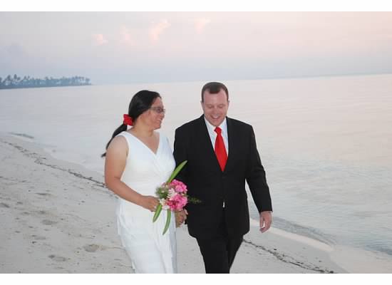 Sonia and Brendan on the Beach after wedding, South Andros Island