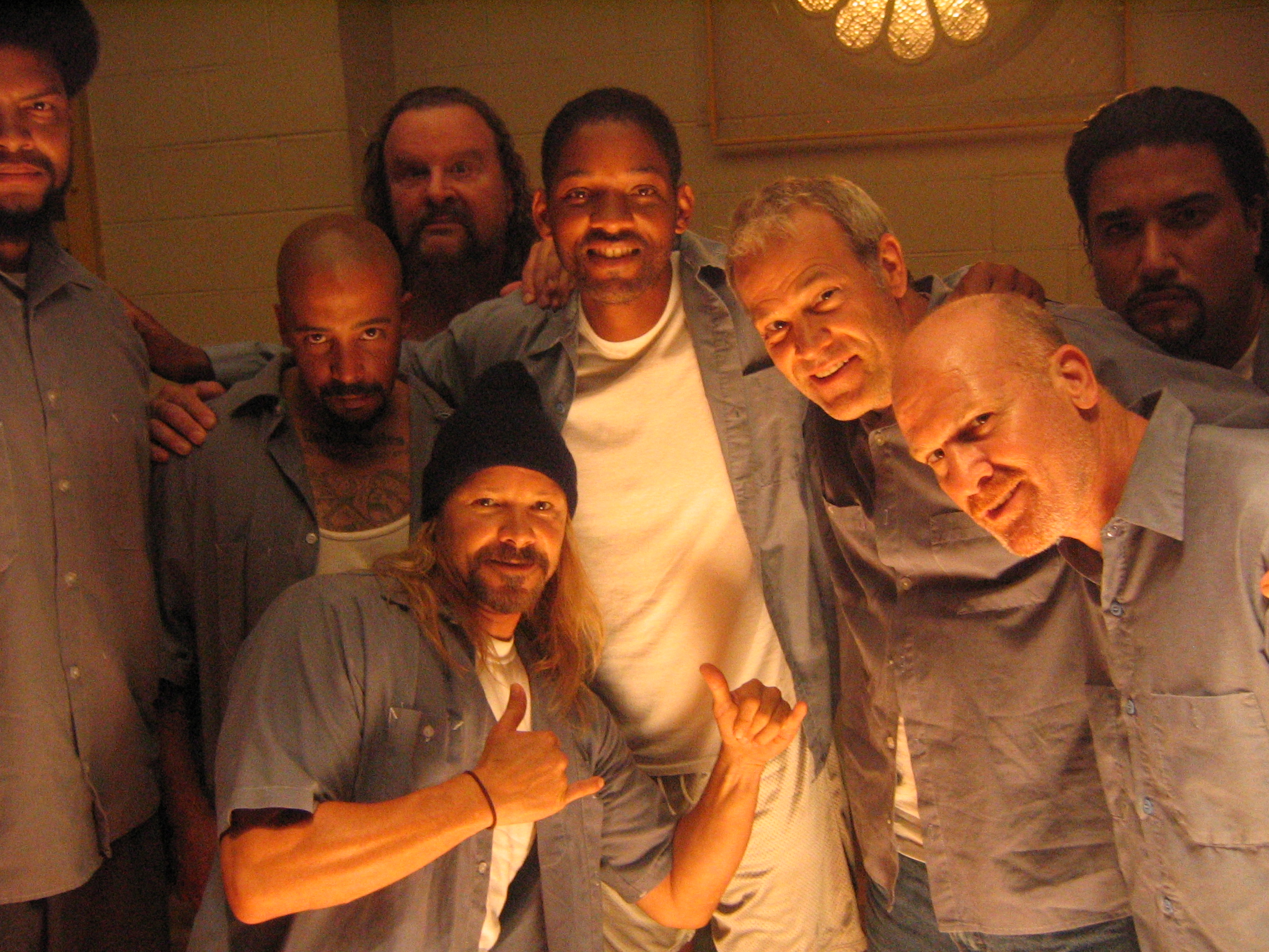On the set of Hancock with Will Smith and fellow Groundling Steven Pierce (2nd from right).