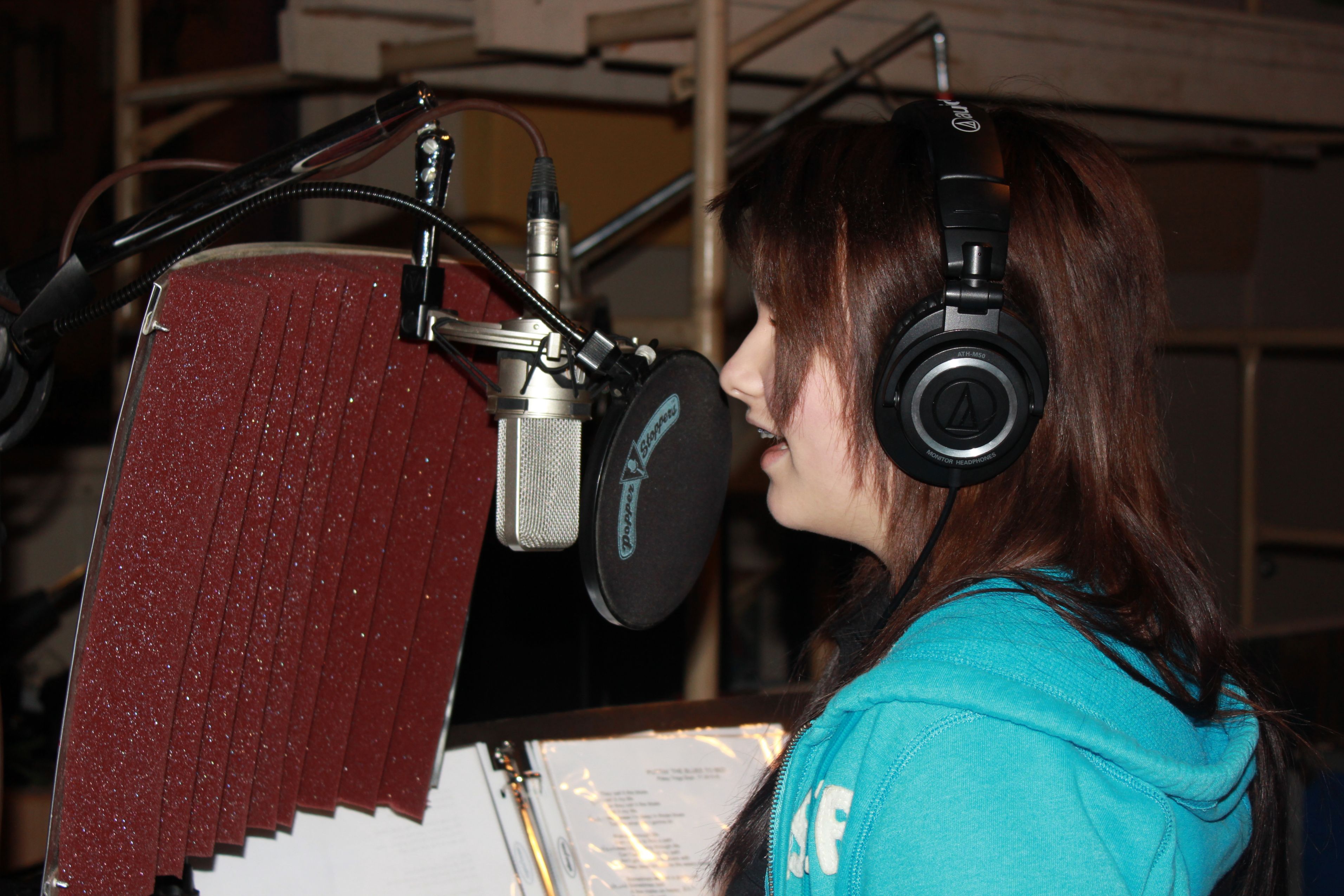 Bailey in recording studio for Kids Take Nashville(Beth Roose)