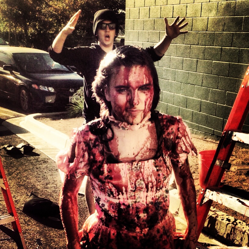 Carrie in Real Life shoot. Photobomb by Carmen.