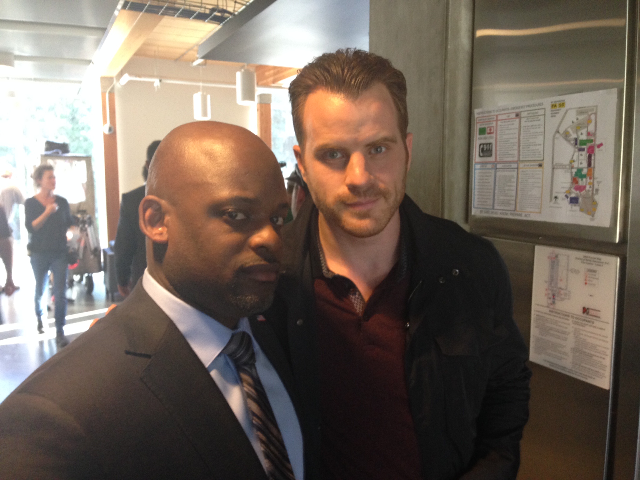 Doron Bell and Robert Kazinsky on the set of Second Chance.