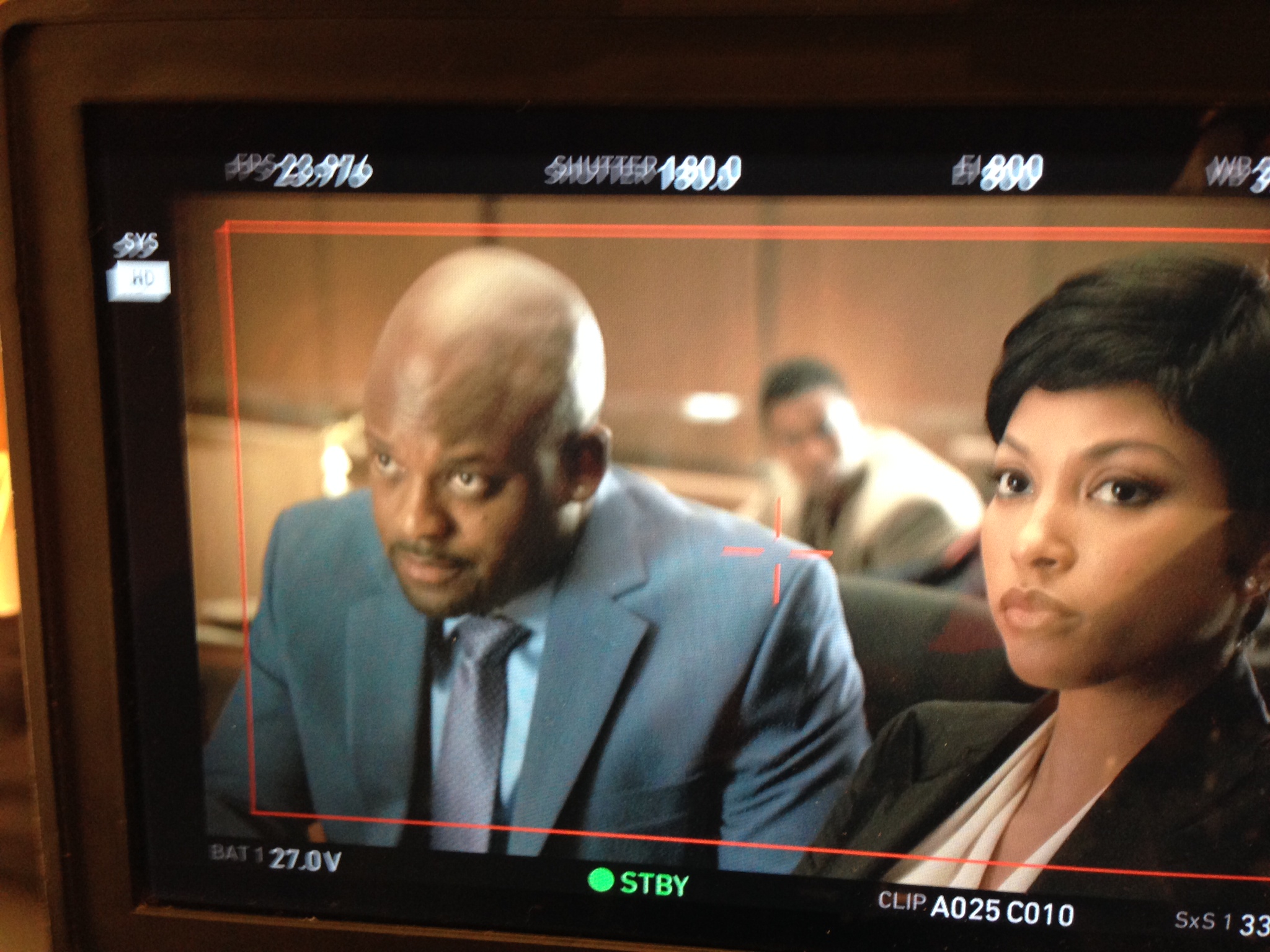 Monitor shot of Doron Bell and Lex Scott Davis on the set of Toni Braxton: Unbreak my Heart.